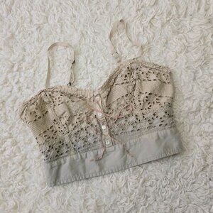 Vintage American Eagle Beige Gradient Bustier Crop, Size Small